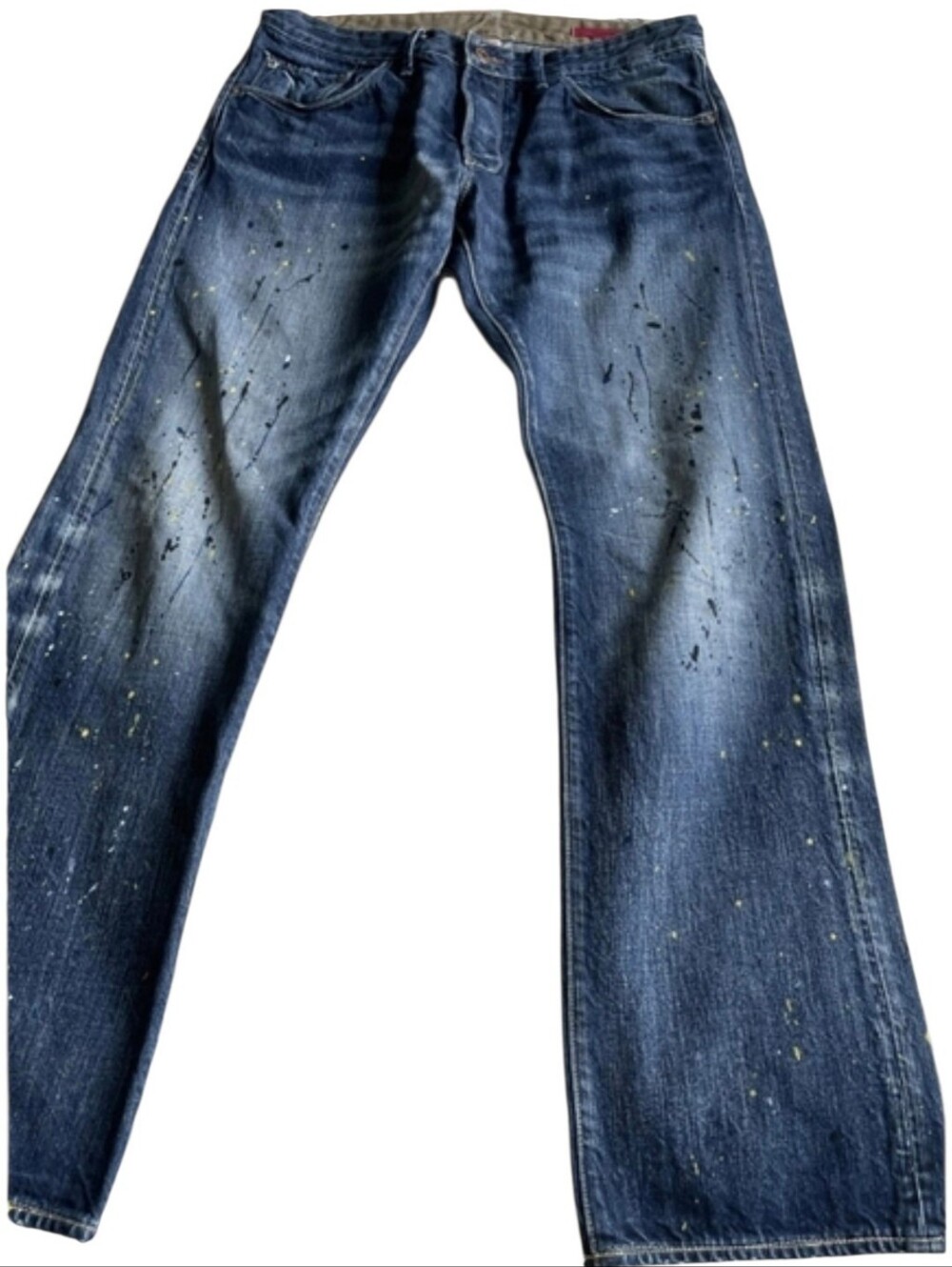 Banana Republic Mens Size 32/32 Blue Paint Splatter Jeans Button Fly
